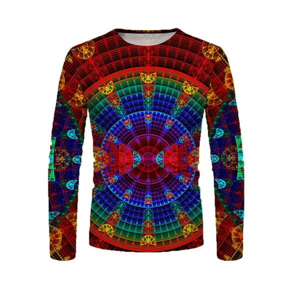 Black and Friday Deals 2023 Men Clearance LYXSSBYX Mens Shirts Long Sleeve T Shirts Men's Unisex Daily T Shirt 3D Print Gradient Color Vertigo Graphic Prints Geometry Print Long Sleeve Tops