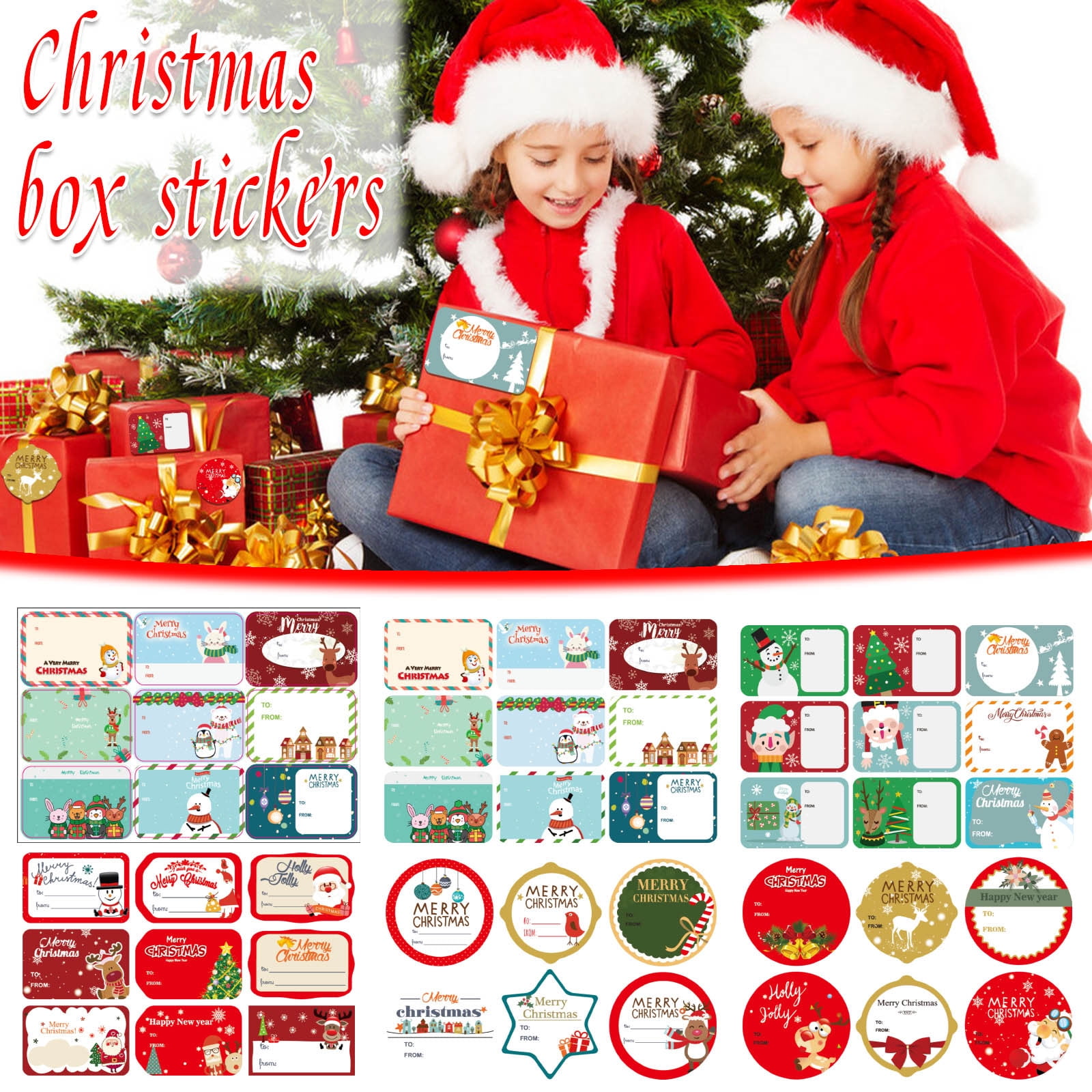 RKSTN Christmas Stickers Christmas Day Decoration Gift Roll Stickers ...