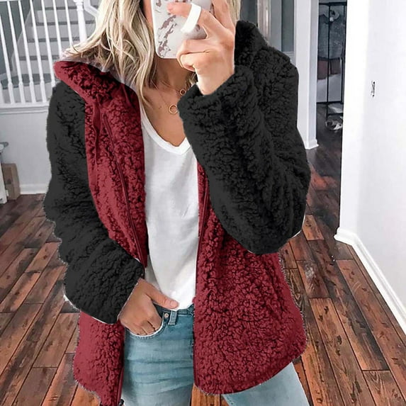 Black and Friday Deals 2023 Sherpa Jackets for Women Fleece Fuzzy Hooded,Womens Zip Up Faux Fur Coats Collar Fuzzy Sherpa Jackets Casual Long Sleeve Fashion 2023 Winter Coat