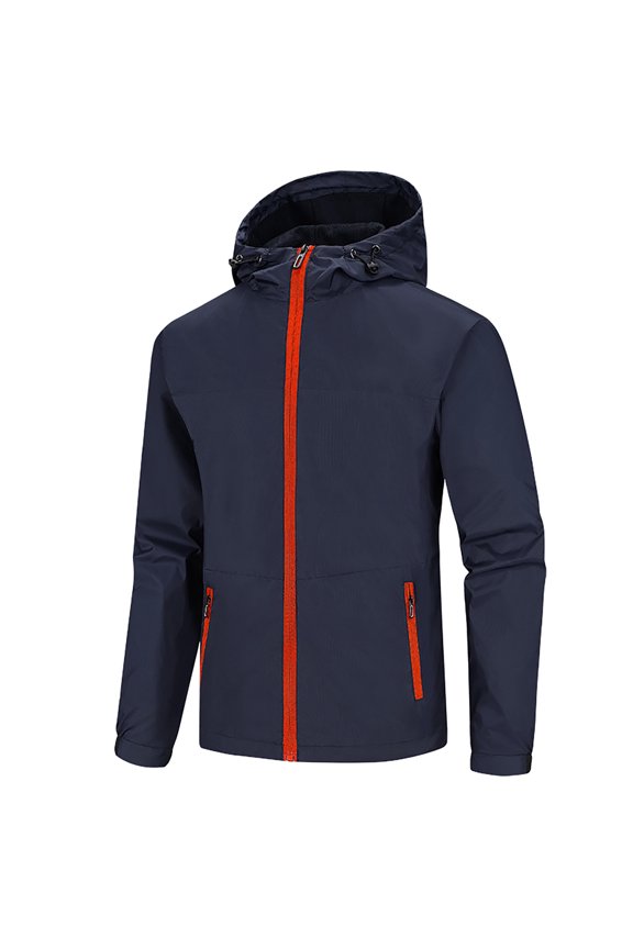 Plus Size Jacket for Men Outdoor Waterproof Windproof Lightweight Zipper Hooded Jackets Thin Coats Warm Solid Color Mountaineering Jacket Christmas Gifts for Men