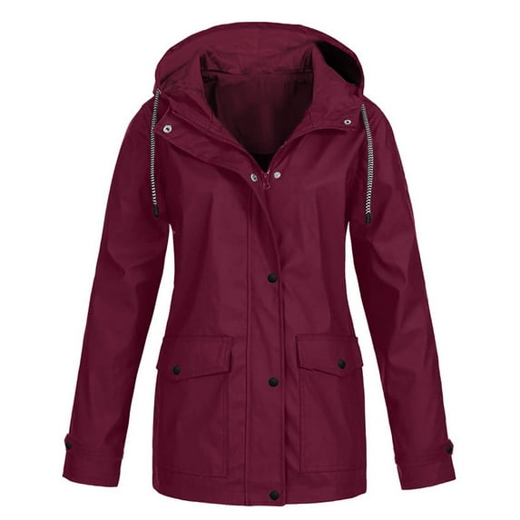 Tarmeek Waterproof Rain Jacket for Women Warm Winter Outdoor Solid Color Insulated Snow Jackets Coats Hooded Zipper Pockets Ski Jackets Warm Thick Mountaineering Suit