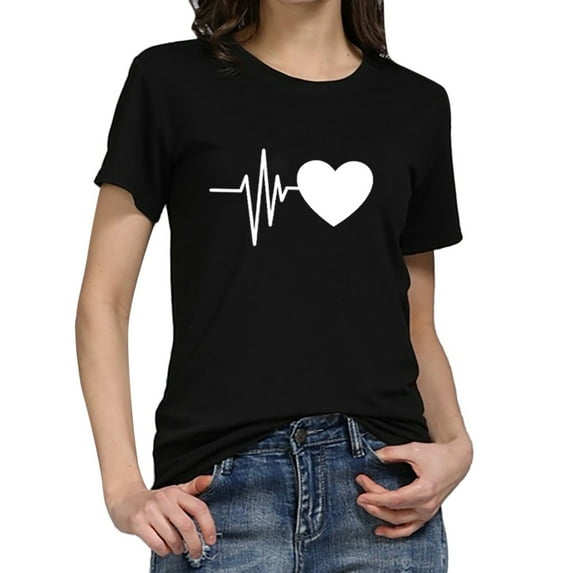 2025 Clearance! Womens Clothes Clearance asdoklhq Womens Plus Size Tops Clearance,Women Round Neck Short Sleeve T-Shirt Feather Print Casual Top Tee Blouse