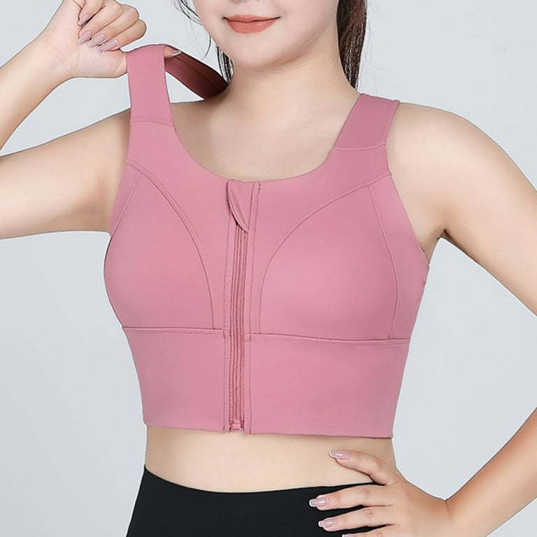 Breathable Yoga Zip Front Sports Bra With Front Zipper Shockproof