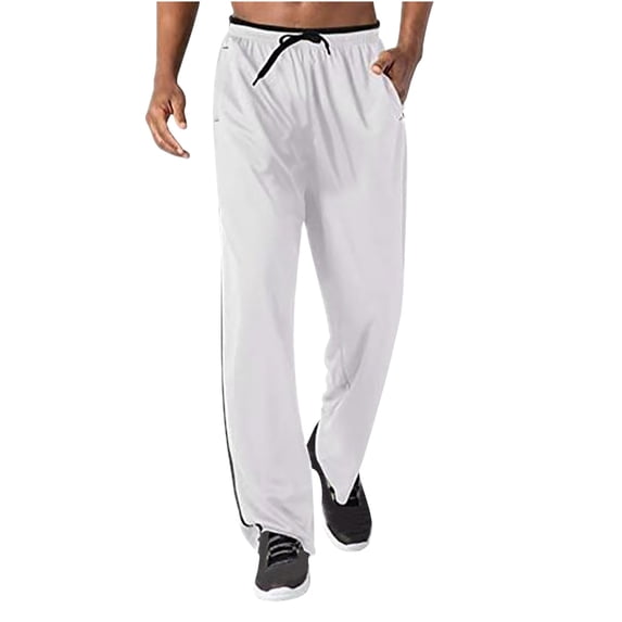 Clearance 2024! AIEOTT Men's Mesh Open Bottom Active Sweatpants with Pockets & Drawstring Straight Leg Breathable Sweat Pants