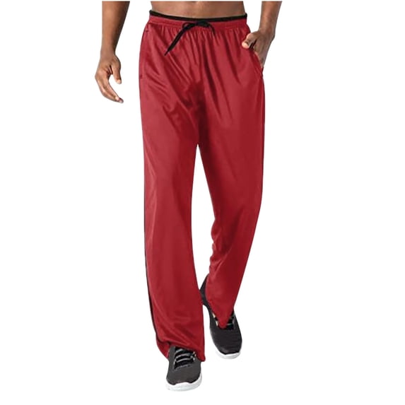 Clearance 2024! AIEOTT Men's Mesh Open Bottom Active Sweatpants with Pockets & Drawstring Straight Leg Breathable Sweat Pants