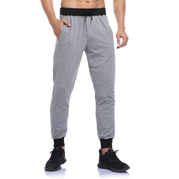 Clearance 2024! AIEOTT Mens Sweatpants with Pockets Elastic Bottom Joggers Slim Fit Tapered Gym Running Workout Pants