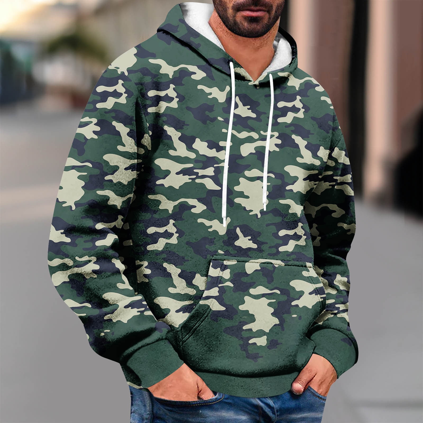 Aloohaidyvio No Boundaries Men's Camouflage Hoodie Long Aloohaidyvio No Boundaries Men's Camouflage Hoodie Long