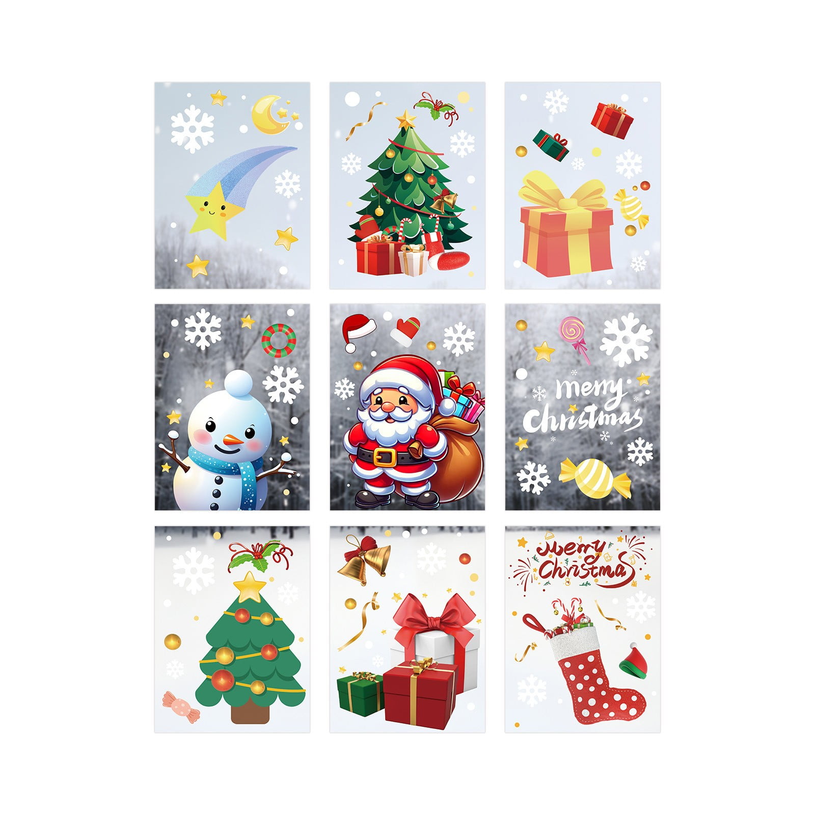 Black and Friday Deals 2024 Christmas Stickers 9 Pieces Self Adhesive