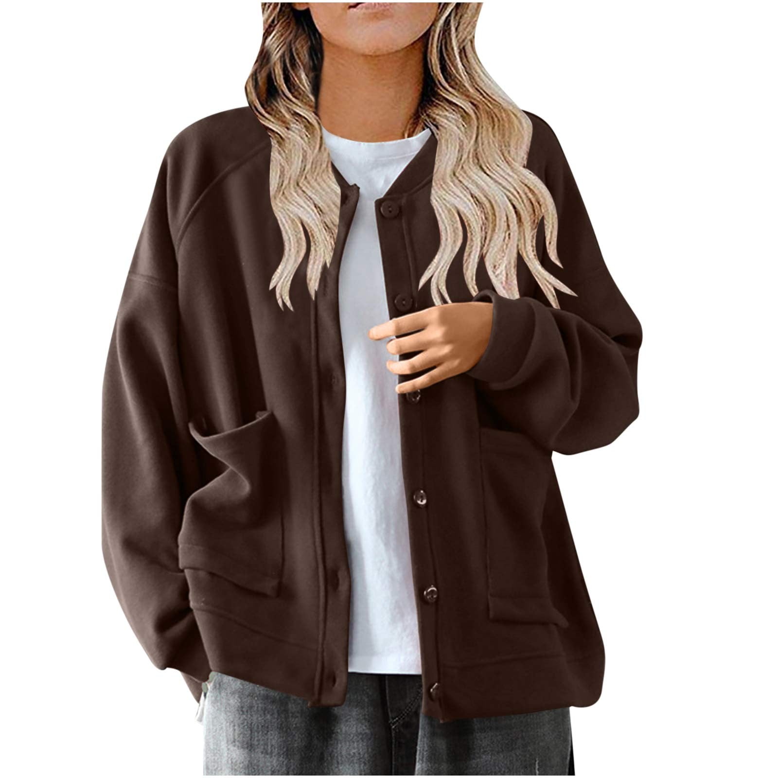 Black & Friday Deals 2024 DianGeFu Ladies Coats Long Sleeve Solid Color