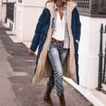 thumbnail image 1 of GaThRRgYP Fuzzy Soft Jacket for Women Classic,Women's Winter Casual Loose Fashion Color Pocket Zippered Tops Reversible Long Coat Blue L, 1 of 1