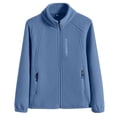 thumbnail image 1 of GaThRRgYP Cozy Fuzzy Sherpa Lined Trench Coat for Women,Women's Fashion Solid Color Casual Zipper Stand Sports Fleece Long Sleeved Jacket Light Blue XXXL, 1 of 6