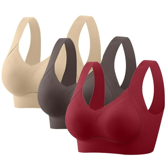 GaThRRgYP Womens Comfort Evolution Wireless Bra,3pcs Women Fashion Sports Bra underwear Bra Everyday underwear Red M