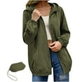 thumbnail image 1 of GaThRRgYP Womens Coats with Hoods,Women Solid Portable Waterproof Jackets Raincoat Rain Jacket Packaway Rain Coats with Hoodie Green S, 1 of 8