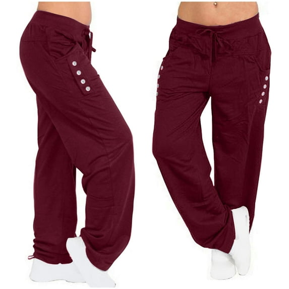 Springs Deals 50% Off Clear!Idoravan Sweatpants for Women Plus Size Clearance Womens Winter Wide Leg Yoga Sports Loose Casual Long Pants Trousers