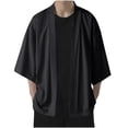 thumbnail image 1 of PiGOGI Winter Coats for Men Men's Summer Thin Ice Silk Sunscreen Clothing Large Casual Solid Color Cloak Coat Black, 1 of 7