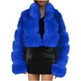 thumbnail image 1 of LEAVINGSUO 2023 Fall Winter Plus Size Coats for Women Clearance Womens Ladies Warm Faux ry Coat Jacket Winter Solid V-neck Outerwear, 1 of 5