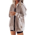 thumbnail image 1 of LEAVINGSUO Womens Coats Plus Size Clearance Women's Fashion Color Cardigan Outwear Suit Hooded Coat Long Sleeve Coat Khaki XL, 1 of 7