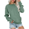 thumbnail image 1 of LEAVINGSUO Womens Fall Fashion 2023 Women's Fashion Solid T-Shirt Long Sleeves Blouse Round Neck Casual Tops Sweatshirt, 1 of 5