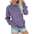 thumbnail image 1 of LEAVINGSUO Womens Fall Fashion 2023 Women's Fashion Solid T-Shirt Long Sleeves Blouse Round Neck Casual Tops Sweatshirt, 1 of 5