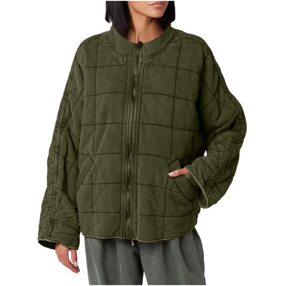 LEAVINGSUO Womens Tops Winter Coats for Women Fashion Women Solid Stand-up Collar Cardigan Down Jacket Outerwear Padded Coat