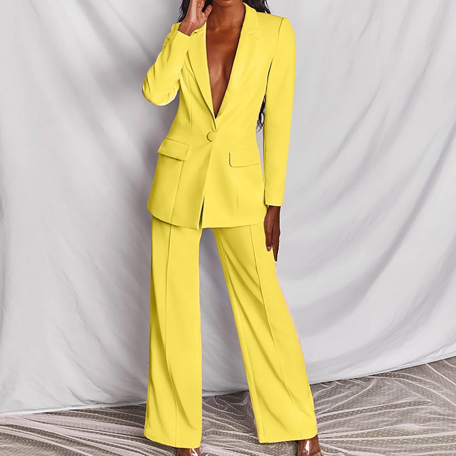 Women's Blazer Suit Long Sleeve Solid Suit Pants Casual Elegant Business  Button-down collar Buttons Suit Sets Two-piece Suit 