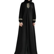 Black and Friday Deals 50% Off Clear! asdoklhq Ladies Dresses Clearance $5,Women Plus Size Print Abaya Jilbab Muslim Maxi Dress Casual Kaftan Long Dress