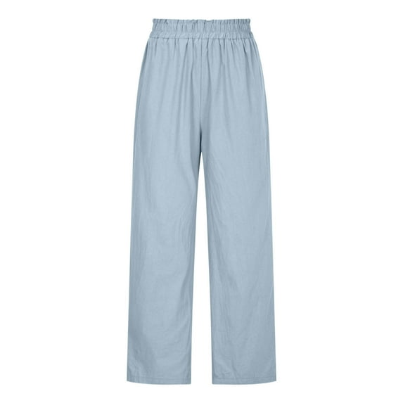 Black and Friday Deals 50% Off Clear! asdoklhq Womens Plus Capris,Women's Casual Solid Color Split Mid Waist Loose No Belt Elasticity Wide Leg Long Pants