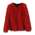 thumbnail image 1 of CZHJS Women's Faux Fur Coat Solid Color Lady Casual Jackets Notch Stand Collared Coat Long Sleeve Winter Clothes Thicken Jackets Outdoor Trendy Red S, 1 of 3