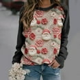 thumbnail image 1 of Clear 50% off Wycnly Christmas Sweater Xmas Christmas Sweatshirt Fashion Women Color Block Floral Santa Claus Print Sweatshirt Girls Loose Crewneck Long Sleeve Pullover Blouses, 1 of 3