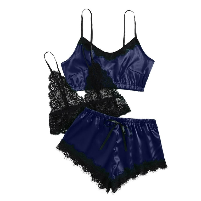 Black and Friday Deals Clearance under 5.00 Lindreshi Lingerie Sets for  Women 2pc Set New Sexy Lace Lingerie Silk Underwear Sleepwear Underwear