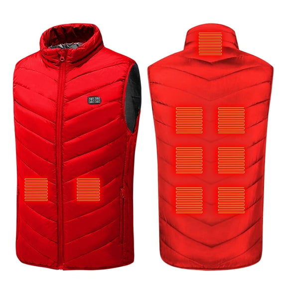 GaThRRgYP Heated Vest for Women'stand Collar Cozy Winter,Plus Size Heated Coat for Men and Women 9 Heating Heated Jacket Winter Heating Coat Red XL