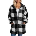 thumbnail image 1 of GaThRRgYP Plush Teddy Fleece Women's Winter Coat Jacket,Women's Fashion Long Sleeve Solid Color Thickening Cardigan Thicken Jacket Checkered Fall Winter Warm Coat White S, 1 of 5