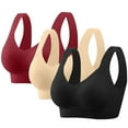thumbnail image 1 of GaThRRgYP Quick-Dry Bra for Travel Lightweight,3pcs Women Fashion Sports Bra Underwear Bra Everyday Underwear Red L, 1 of 9