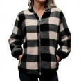 thumbnail image 1 of GaThRRgYP Stylish Winter Lounge Jacket for Ladies Autumn,Women's Fashion Long Sleeve Solid Color Thickening Cardigan Jacket Checkered Fall Winter Warm Coat Pink XXXL, 1 of 5