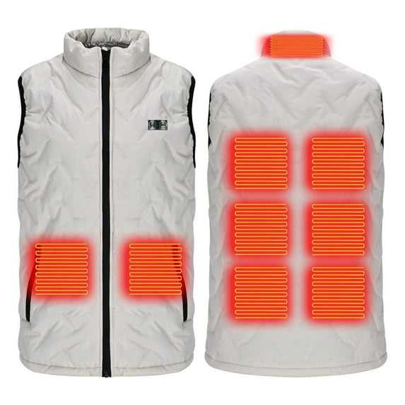 GaThRRgYP Women's Heated Vest Stand Collar Enjoy Outdoor Winter,Plus Size Heated Coat for Men and Women 9 Heating Heated Jacket Winter Heating Coat Beige XL