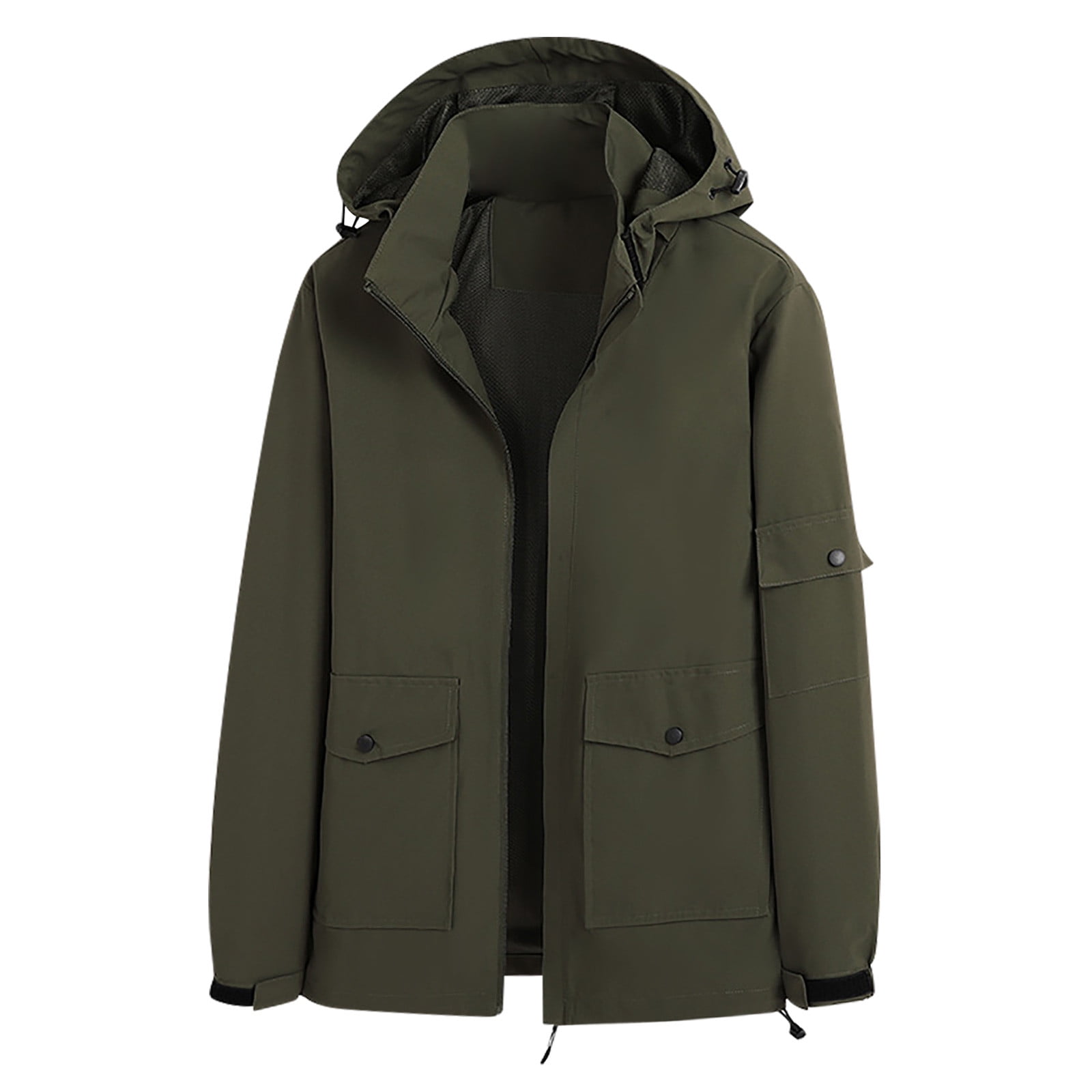 Clearance Turilly Lady Coats Oversize Jackets On Sale Women s Jacket Parkas Solid Color Outdoor Hooded Jacket for Hiking Windproof Charge Clothing