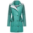 thumbnail image 1 of Black and Friday Deals Clearance Turilly Womens Jackets Ladies Clearance, Women Solid Rain Jacket Outdoor Plus Size Waterproof Hooded Windproof Loose Coat, 1 of 4