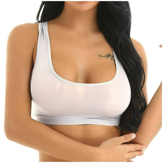 Clearance asdoklhq Bras for Women Plus Size Clearance Women Seamless Underwear Mesh See-Through Bra Stretch Workout Crop Vest