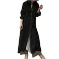 thumbnail image 1 of Clearance asdoklhq Woman Clothes Clearance, Women Casual Cotton Solid Summer Button Long Sleeve Long Dress, 1 of 8