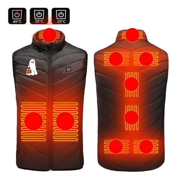 GaThRRgYP Women's Heated Vest Stand Collar Adjustable Heat Settings,Plus Size Heated Coat for Men and Women 9 Heating Heated Jacket Winter Heating Coat Black XL