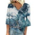 thumbnail image 1 of LEAVINGSUO Long Blouses for Women Women's Fashion V-Neck Three Quarter 3/4Sleeve T Shirt AutumnBlouse Tops Sweatshirt, 1 of 1