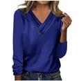 thumbnail image 1 of LEAVINGSUO Long Sleeve Shirts for Women, Fall Womens Tops Women's Long Sleeve Summer V Neck Sexy Casual Tops Regular Blouse Tops, 1 of 5