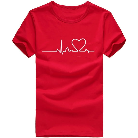 LEAVINGSUO Womens Summer Tops Clearance under $5 Unisex T-Shirt Printed Pattern Casual Fashion Soild Color Short Sleeve Tops