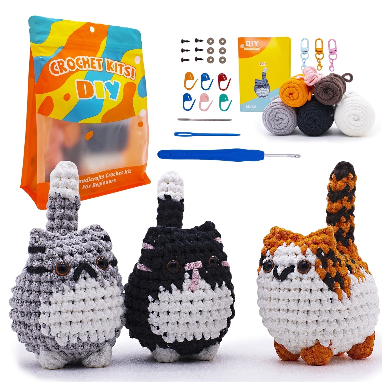 Tikeitoo Crochet Kit for Beginners | Crochet Animal Kits | Include Easy Knitting Soft Yarn 30% Extra, Step-by-Step Video Tutorial, Hooks, Needles Mother Day Gifts for Mom