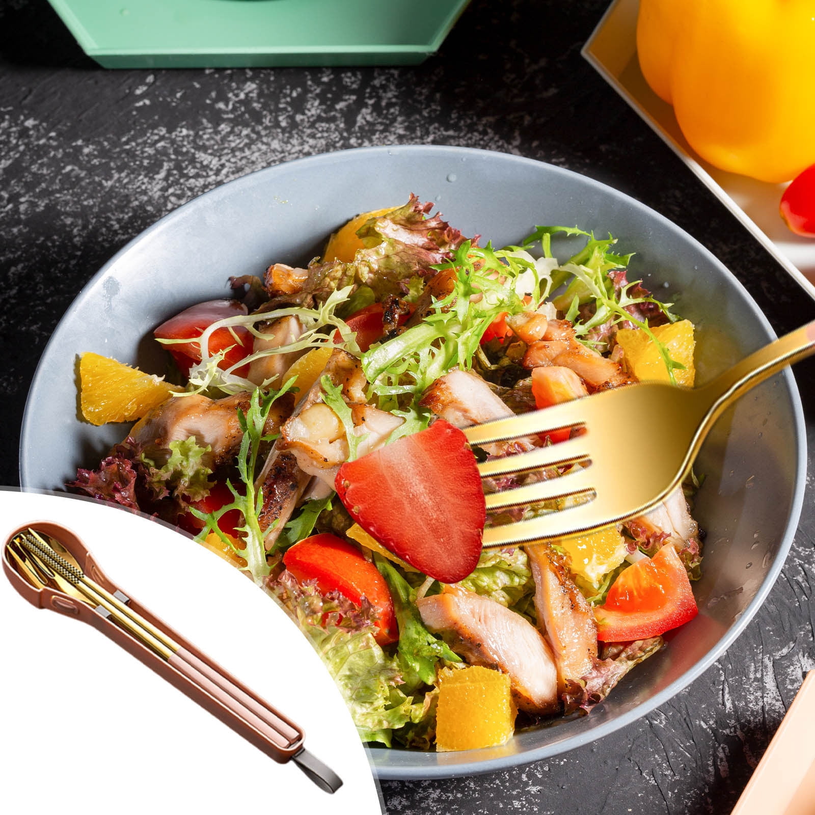 Latrodar 304 Stainless Steel Chopsticks Spoon Set Three-piece Portable ...