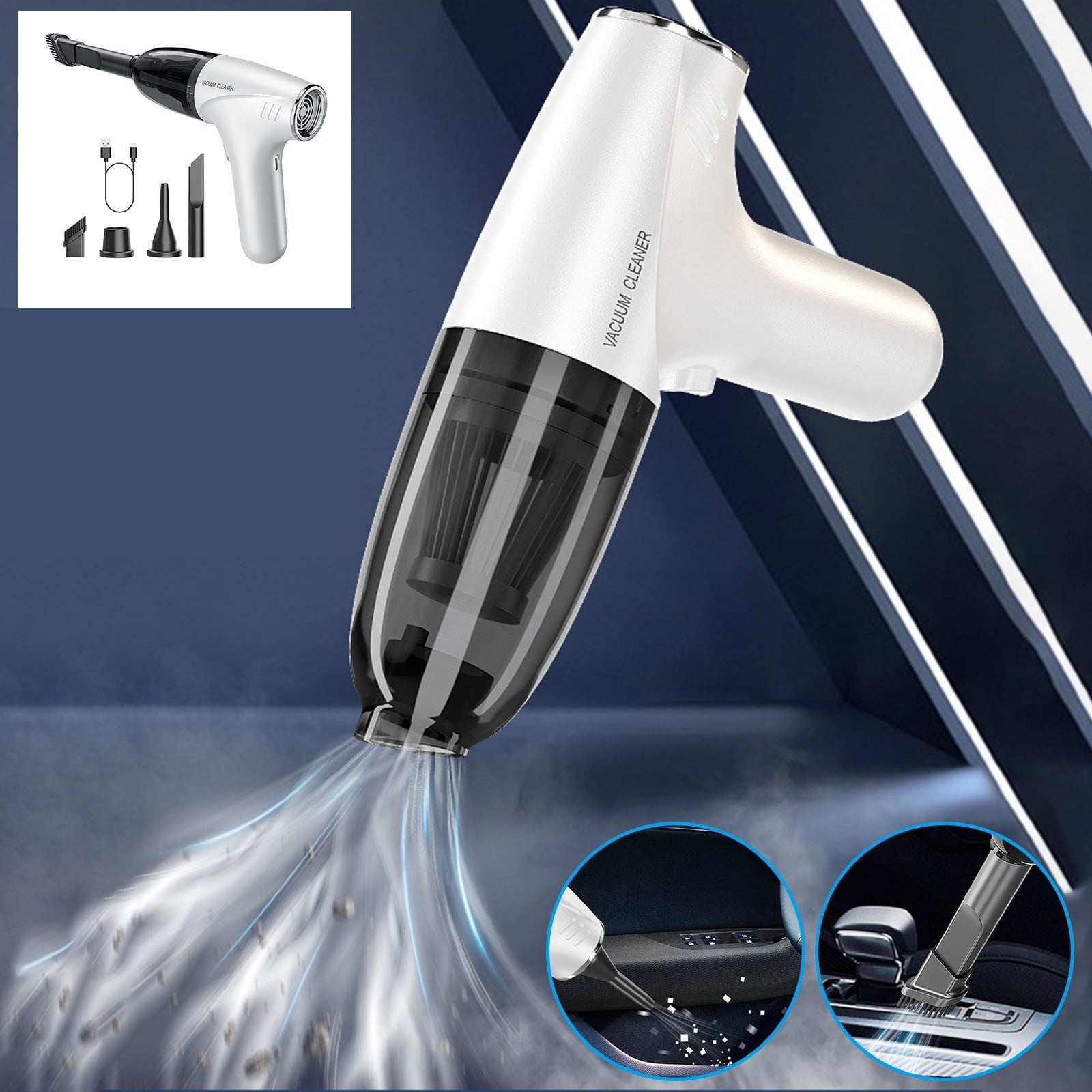 Latrodar Car Mounted Vacuum Cleaner, Wireless Charging Model, Handheld Meticulously Crafted tor, Desktop Cleaner white 8.4x6.4 Inch Home Tools