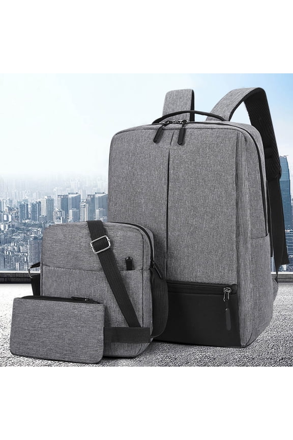 Fashion Three-piece Backpack Backpack Male Business Meticulously Crafted apacity Students Bag Dark Gray Home Gadgets