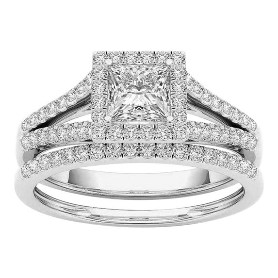 Latrodar Womens Rings 2-in-1 Set Detachable Shiny Home assembly Rings Inlaid Zircon Silver 1.2x1.2 Inch Skincare