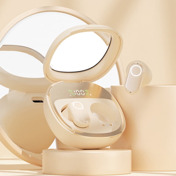 Latrodar Wireless Bluetooth Earphones Stereoscopic Sound Quality Secure al Display Earphones Beige 4.8x4 Inch Home Decor