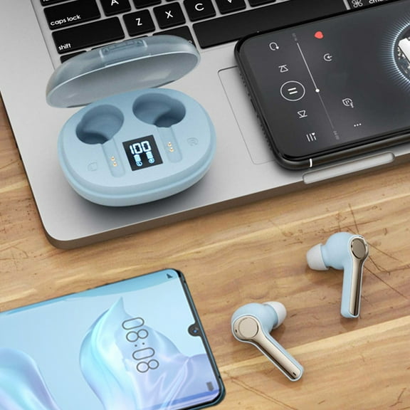 Latrodar Wireless Bluetooth Headset Stereo Esports Gaming Stereo Left And Right Channel Creative Light Blue 4x4 Inch Home Essentials